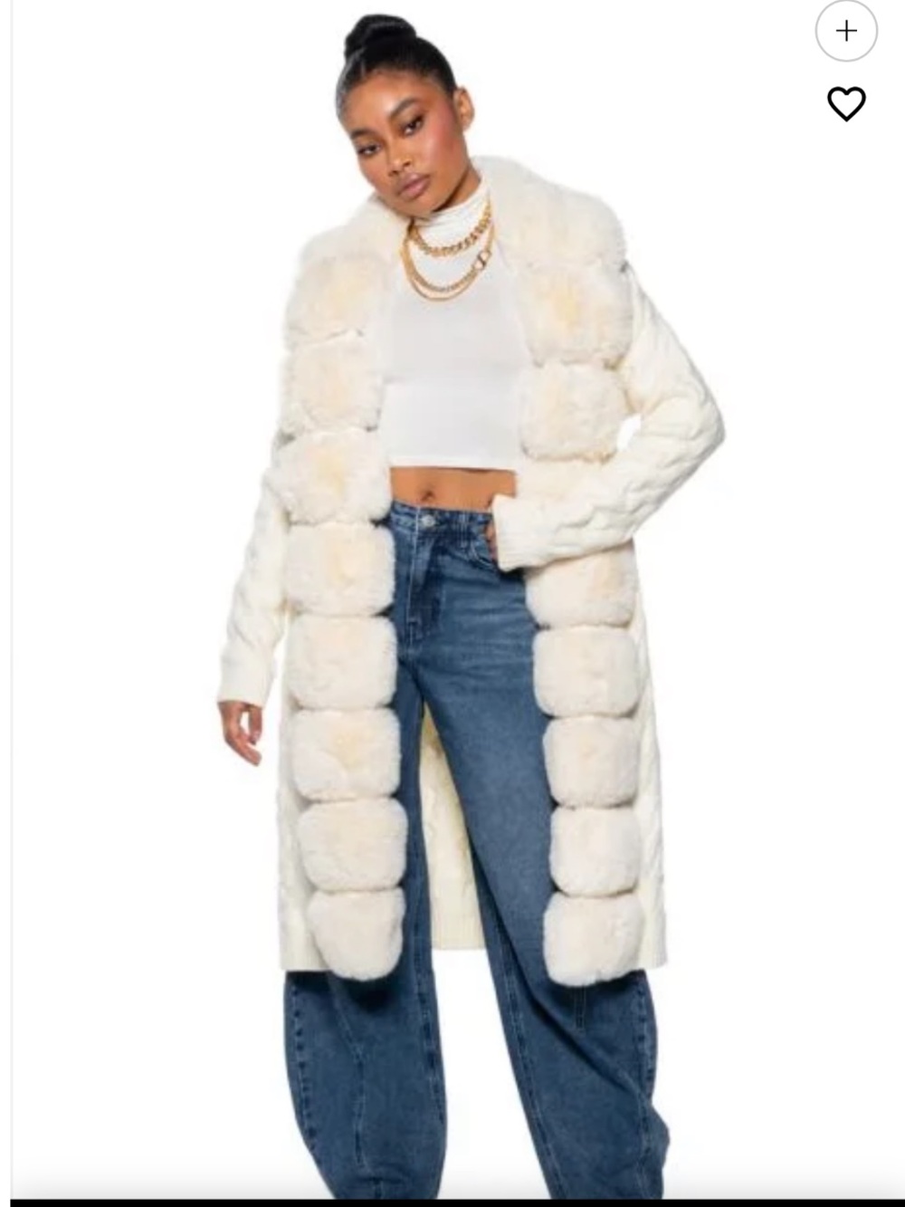 Akira Babbs Knit Trench w/Faux Fur Removable Collar